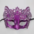 Masque de Chat en Dentelle Violette Vintage Demi-Visage Mascarade Fête Costume Accessoire - Aigle Asiatique Rétro / Pourpre Antique