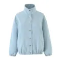 Light blue women's stand collar snap button casual jacket fashion daily outerwear piece - S / Tops / Beige