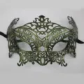 Masque de mascarade demi-visage vert rétro vintage accessoire de fête costumée chic - Grand Renard Rétro / Vert Antique