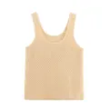 Damen metallisches Strick Tanktop Detailansicht, stilvolles ärmelloses Sommer Top für Frauen. - S / Oberteile / Beige