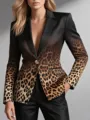 Stunning gradient leopard print women blazer with classic lapel design and single button closure. - XS / Tops / Leopard Gradient