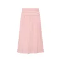 Pink pleated midi skirt for women, high-waisted ruched design, elegant flowy daily wear. - XS / Bottoms / Pink