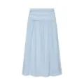 Light blue women's maxi skirt with wide waistband detail, elegant pleated long skirt design. - XS / Bottoms / Light Blue