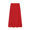 Red pleated midi skirt with wide waistband elegant solid color casual daily wear women fashion apparel - XS / Bottoms / Red