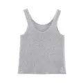 Silbernes metallisches Strick-Top für Damen, ärmelloses Sommer Camisole Shirt in Grau. - S / Oberteile / Hellgrau