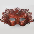 Masque de mascarade demi-visage rouge rétro pour fête d'Halloween costume accessoire. - Couronne Intégrée / Cuivre Rétro