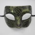 Maschera di carnevale mezza faccia verde antica per feste e eventi di cosplay. - Principe Retro / Verde Antico