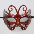Masque de mascarade demi-visage papillon rouge rétro pour fête costumée d'Halloween et accessoires. - Grande Abeille / Cuivre Rétro
