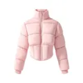 Rosa kurze Steppjacke mit Stehkragen und Frontreißverschluss für stylische Winterkleidung. - XS / Oberteile / Rosa