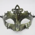 Maschera di carnevale mezza faccia verde vintage per festa di Halloween e oggetti di scena. - Piccola Fata Retro / Verde Antico