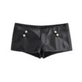 Short en similicuir noir pour femme, shorty taille basse avec boutons en métal tendance. - XS / Bas / Noir