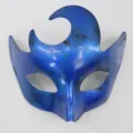Masque de bal masqué vintage bleu demi-visage accessoires de fête Halloween accessoire - Corne / Bleu Vintage