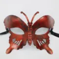 Masque de bal masqué demi-visage papillon rouge rétro pour accessoires de fête d'Halloween. - Abeille / Cuivre Rétro