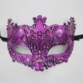 Maschera di carnevale viola retro mezza faccia accessorio per feste in costume elegante - Volpe Scavata Retro / Viola Antico