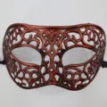 Masque de bal masqué vintage demi-visage, cuivre rouge Halloween fête accessoires, rétro. - Plat Évidé / Cuivre Rétro