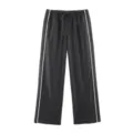 Pantalon de loisirs élégant pour femme avec taille élastique à cordon et bandes latérales. - S / Bas / Noir