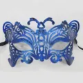 Masque de mascarade bleu, masque de fête vintage demi-visage avec liens pour Halloween. - Papillon creux / Bleu Vintage