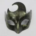 Maschera mezza faccia verde vintage per feste in maschera, carnevale e eventi di Halloween. - Corno Curvo Retro / Verde Antico