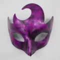 Maschera da carnevale vintage viola mezza faccia retro puntello festa in costume - Corno Curvo Retro / Viola Antico