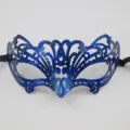 Masque de bal masqué vintage bleu demi-visage découpé au laser accessoire de fête - Nouvel Petit Aigle / Bleu Vintage