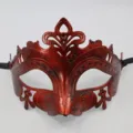 Masque de venise rouge vintage demi-visage pour fete d'halloween et accessoires. - Petite Fée / Cuivre Rétro