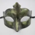 Maschera di carnevale mezza faccia verde vintage per festa in costume per cosplay. - Top A Punta Retro / Verde Antico