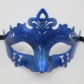 Masque de fete venetien bleu vintage demi visage accessoire pour costume d'halloween variante. - Petite Fée / Bleu Vintage