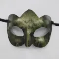 Maschera mezza faccia verde vintage, maschera per festa in maschera retrò per Halloween e cosplay. - Re Retro / Verde Antico