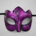 Maschera di carnevale viola vintage per festa in costume ballo in maschera meta viso. - Re Retro / Viola Antico