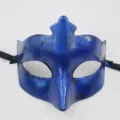 Masque de venise bleu vintage demi visage, accessoire rétro pour fête et Halloween. - Bout pointu / Bleu Vintage