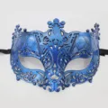 Masque de Demi-Visage de Mascarade Vintage Bleu, Accessoire de Fête Style Vénitien Chic - Renard Ajouré / Bleu Vintage