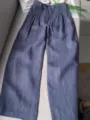 Women casual drawstring trousers summer high waist loose straight leg pants beach vacation style - XS / Navy Blue