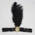 1920s Vintage Black Sequin Feather Headband Gatsby Party Hair Accessory Costume Headpiece for Women - Black Sequin Feather - Light Green