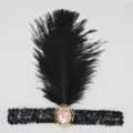 1920s Gatsby Black Feather Sequin Headband Vintage Costume Party Hair Accessory for Women - Black Sequin Feather - Pink