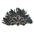Halloween feather headpiece carnival party performance sequin elastic headband hair accessory - Indian Sequin Feather - Silver Black