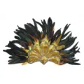 Halloween feather headpiece carnival party sparkling sequin elastic band Indian hair accessory - Indian Sequin Feather - Gold