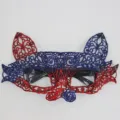 Masque lunettes dentelle chat rouge bleu, sexy fete deguisement Halloween loup masque. - Style Oreilles de Chat Bleu Rouge (1)