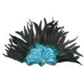 Carnival feather headpiece with blue sequins and dark feathers for party performance. - Indian Sequin Feather - Blue