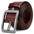 Men's leather belt casual pin buckle brown belt for jeans daily wear fashion accessories - Coffee Slide Buckles