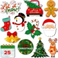 Ensemble de magnets réfrigérateur noël mignon bonhomme de neige père noël pain d'épices - Bonhomme de neige et bonhomme de pain d'épice (lot de 12)