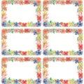 Autocollants d'etiquettes cadeaux cadre floral centre vide details emballage fetes - Étiquettes de nom avec cadre floral printanier, 10 feuilles par paquet