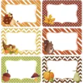 Détail d'étiquettes cadeaux d'automne avec de jolies illustrations de citrouilles et hérissons. - Étiquettes de nom d'automne pour Thanksgiving, 10 feuilles par paquet