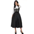 Traditional German Bavarian Dirndl dress with white blouse and black apron for Oktoberfest. - M / Black