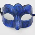 Masque demi-visage de bal masqué bleu rétro accessoire de fête vintage pour Halloween - Danse des Papillons / Bleu Vintage