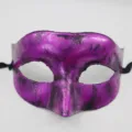 Maschera mezza faccia viola vintage per festa in maschera, accessorio costume retrò. - Top Piatto Retro / Viola Antico