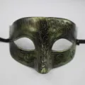 Maschera veneziana verde retrò mezza faccia per festa in costume, ballo in maschera ed evento. - Top Piatto Tessuto Retro / Verde Antico