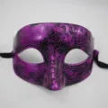 Maschera di carnevale vintage a mezzo volto per festa e costume viola nero - Top Piatto Tessuto Retro / Viola Antico