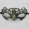Maschera di mascheramento a mezzo viso retro con design intagliato per feste. - Nuova Aquila Retro / Verde Antico