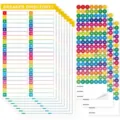 Vue détaillée d'étiquettes de tableau de disjoncteur colorées et d'autocollants numérotés. - 10 Feuilles avec Poids / Coloré