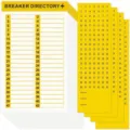 Kit d'autocollants de répertoire de disjoncteur étanche avec numéros pour tableau - 7 Feuilles de Répertoire + 3 Feuilles Numériques / Jaune